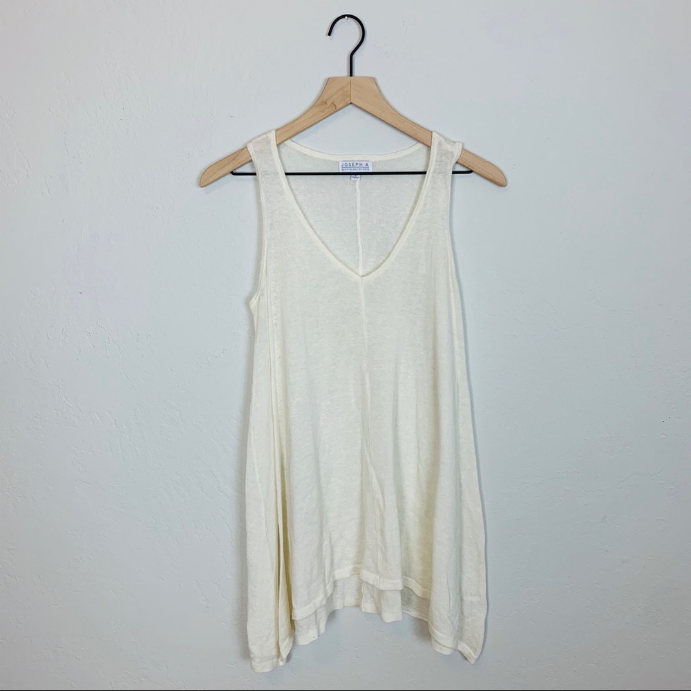 Joseph A Ivory Linen Blend Knit Oversized Trapeze Flowy Tank Top Small